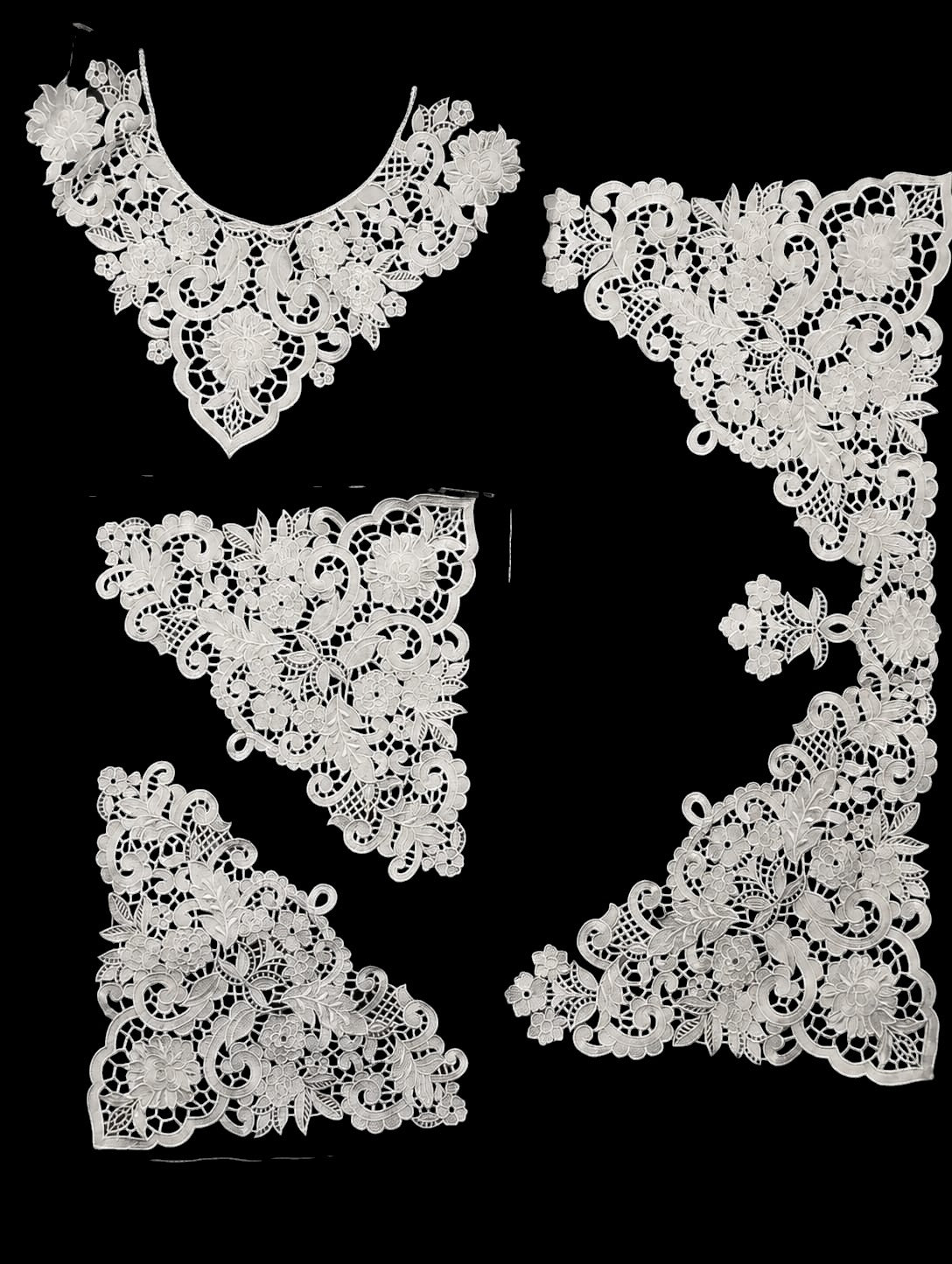🎀 3D Designer Neckline & Daman Patch & 2 corners  - ( N010 )