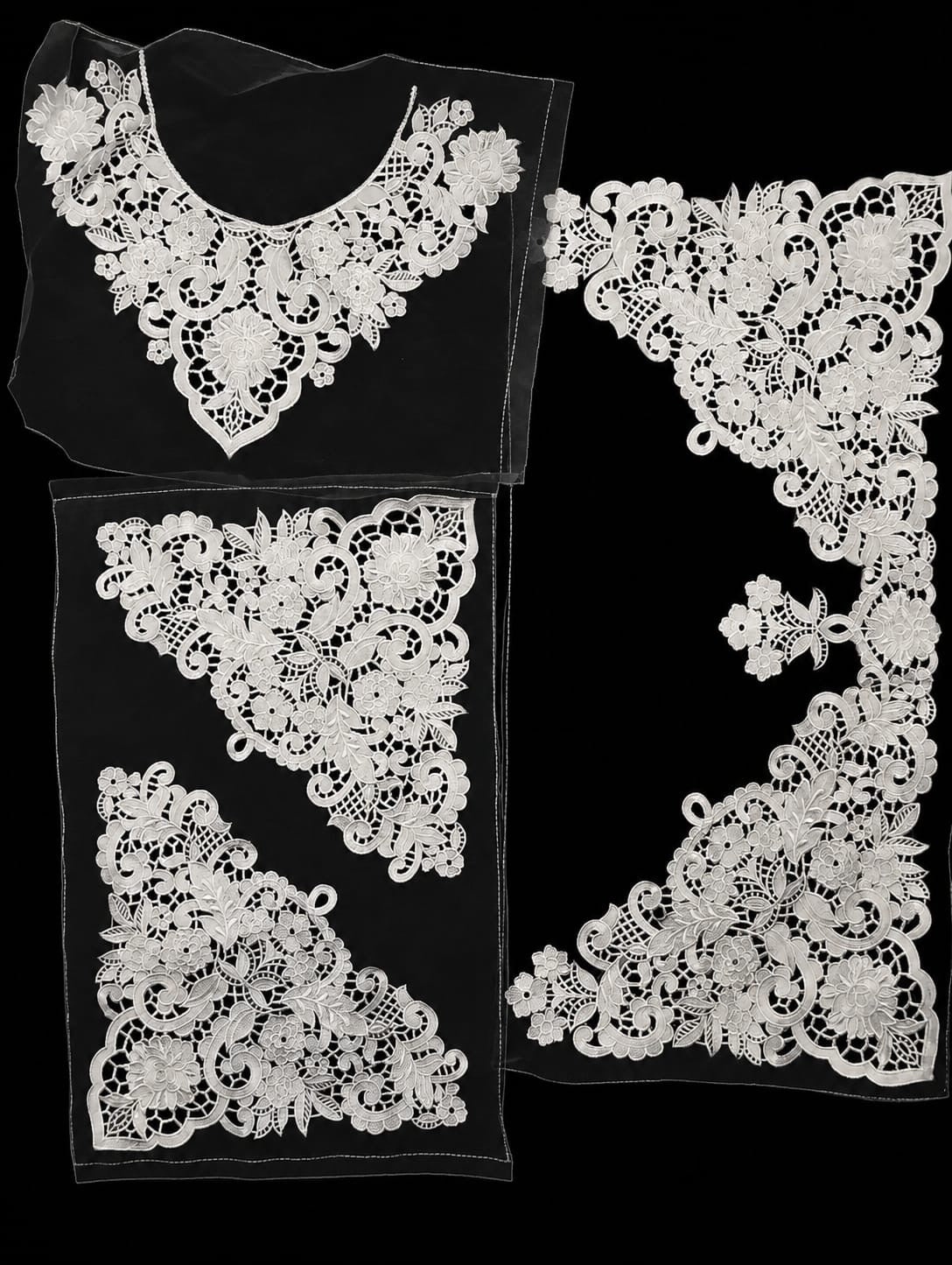 🎀 3D Designer Neckline & Daman Patch & 2 corners  - ( N010 )