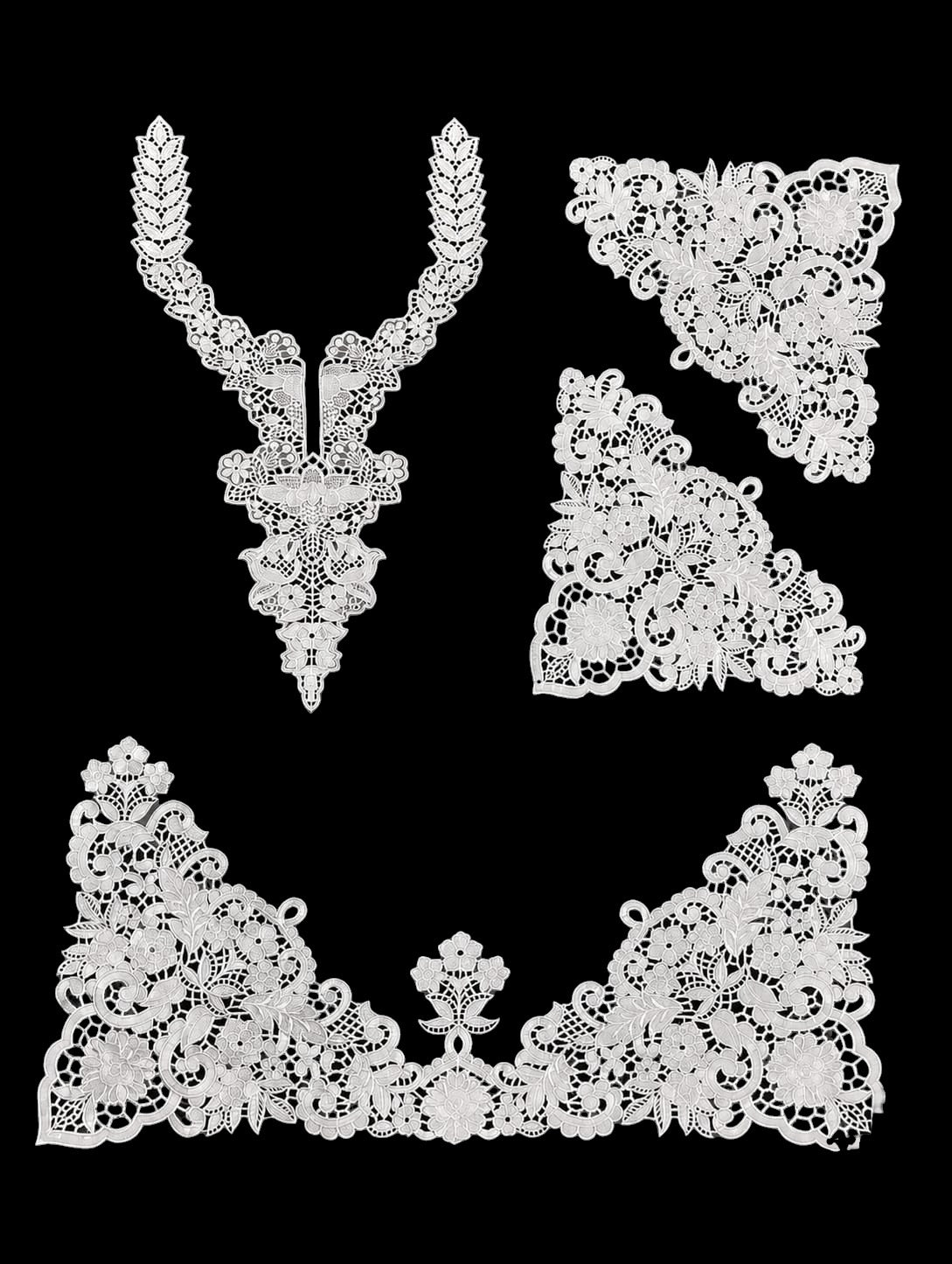 🎀 3D Designer Neckline & Daman Patch & 2 corners   - ( N005 )