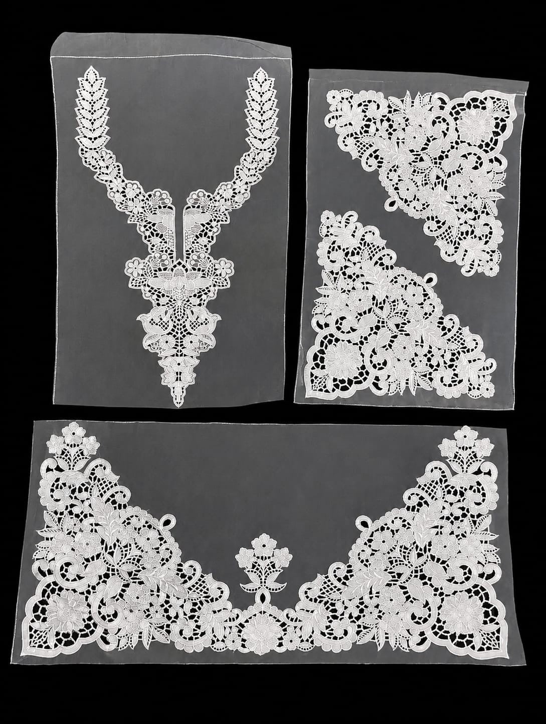 🎀 3D Designer Neckline & Daman Patch & 2 corners   - ( N005 )