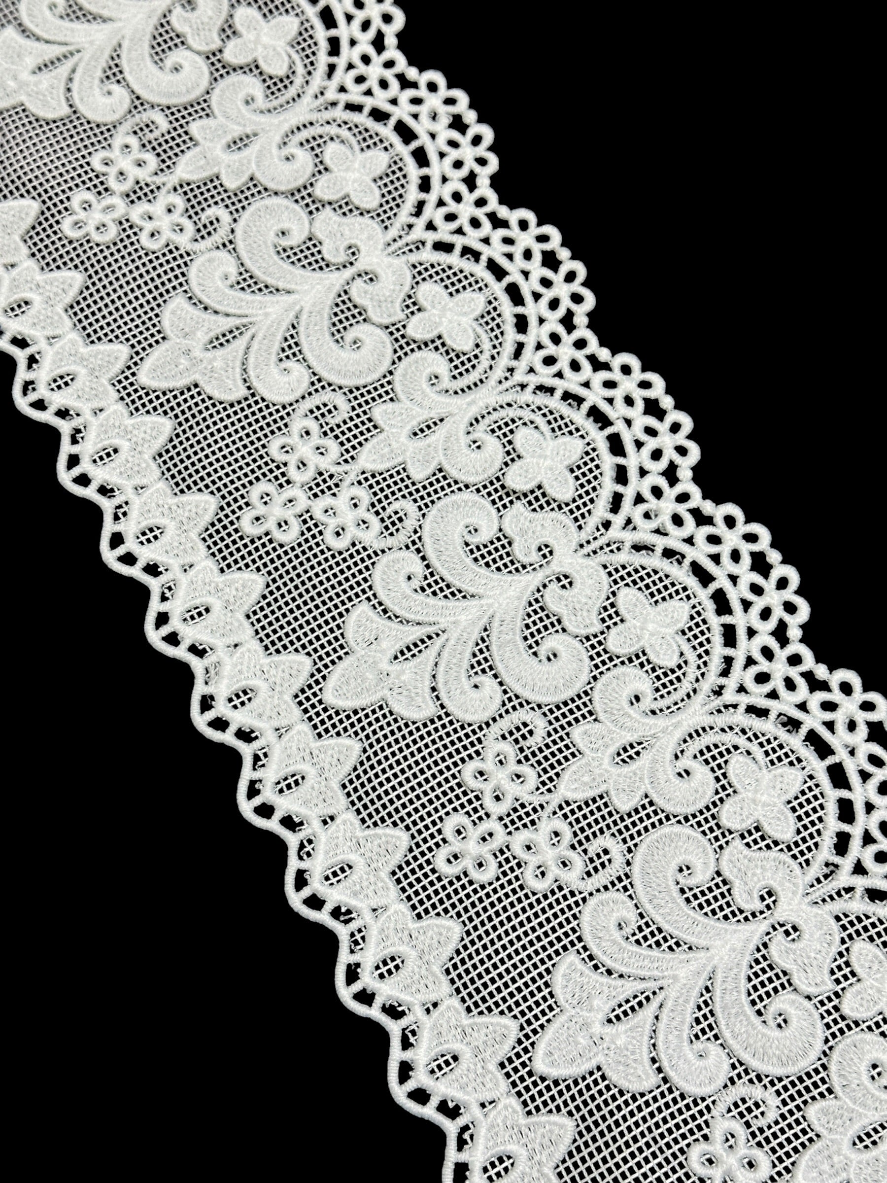 🌿Designer Milky Net Border Lace – Elegant Floral Pattern ( L368 )