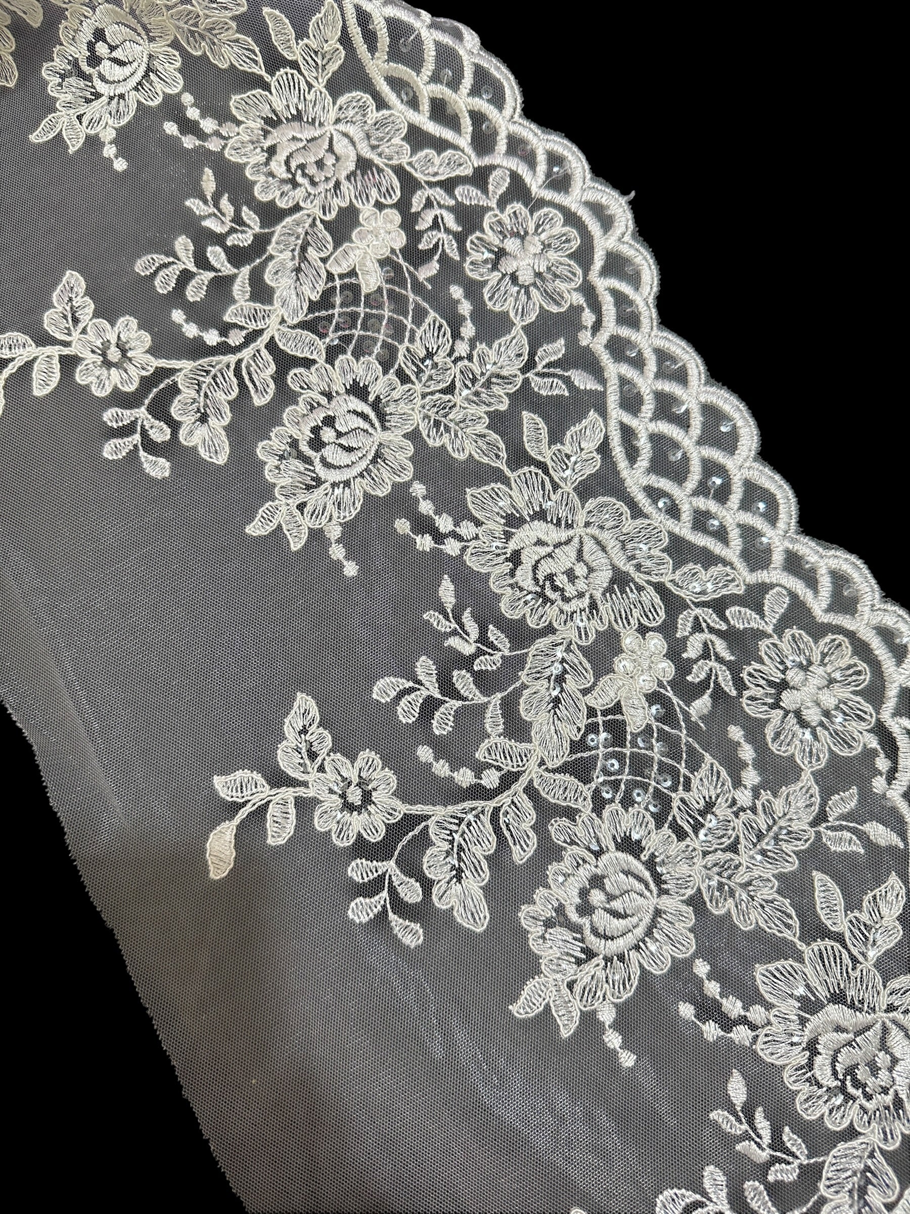 🌿Designer organza Border Lace – Elegant Floral Pattern ( L453 )
