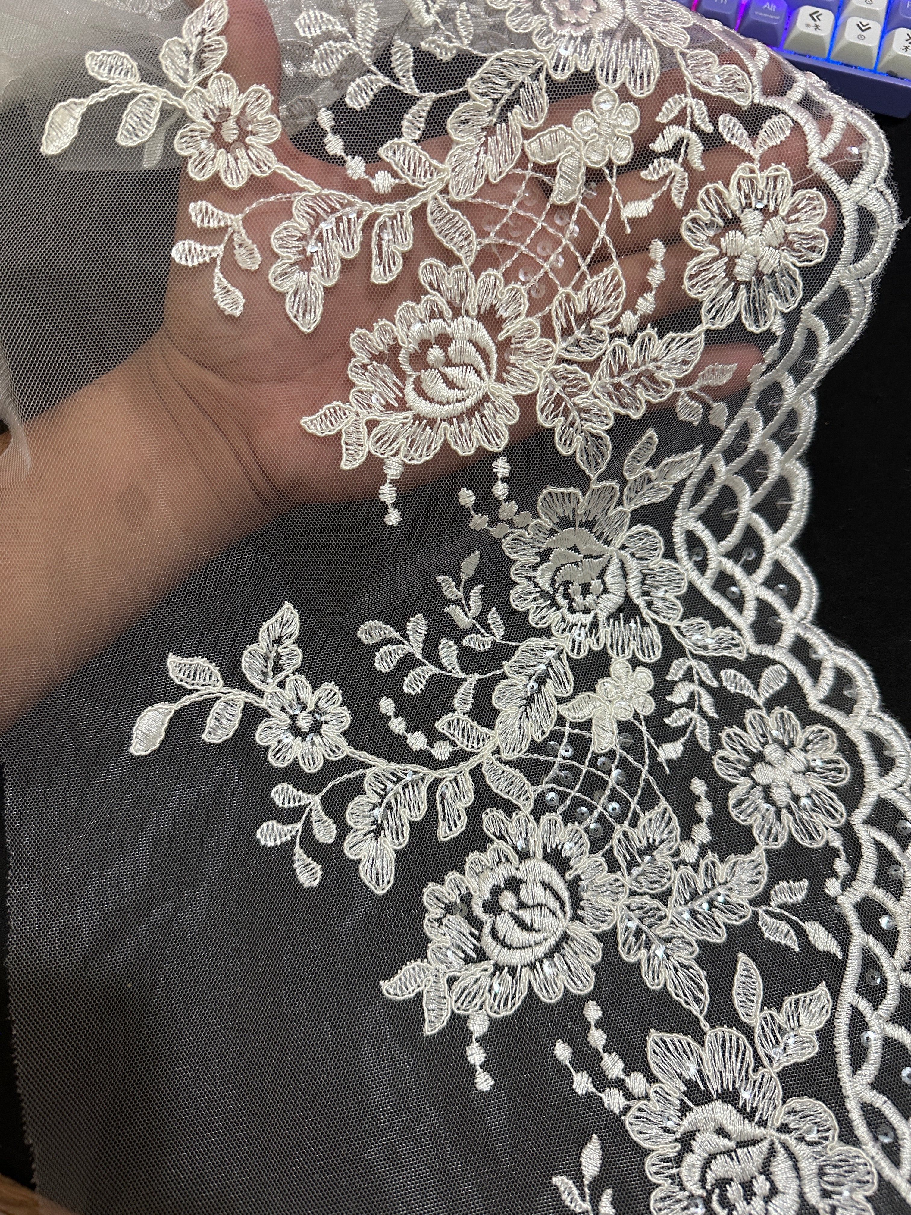 🌿Designer organza Border Lace – Elegant Floral Pattern ( L453 )