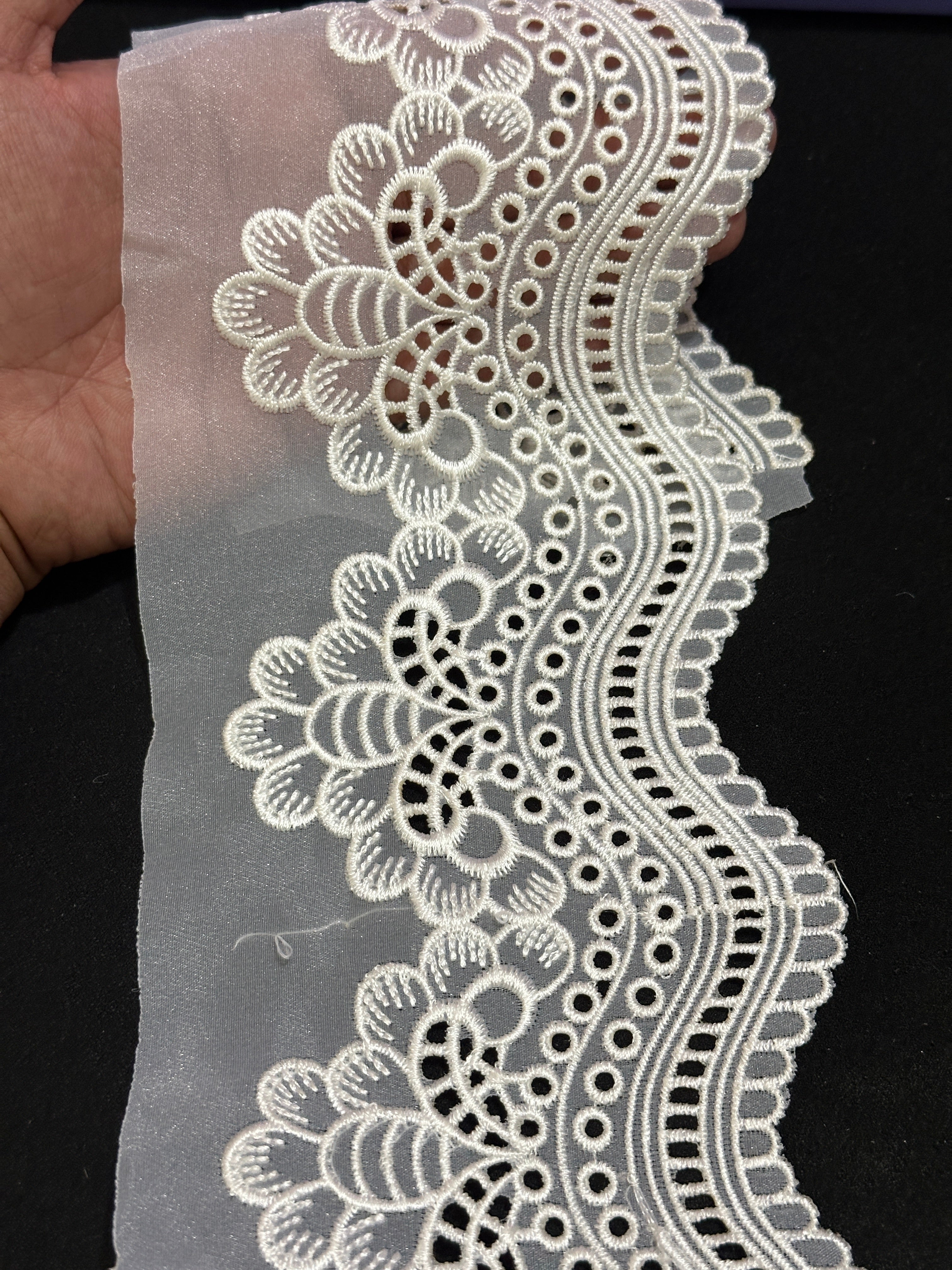 🌿Designer organza Border Lace – Elegant Floral Pattern ( L451 )