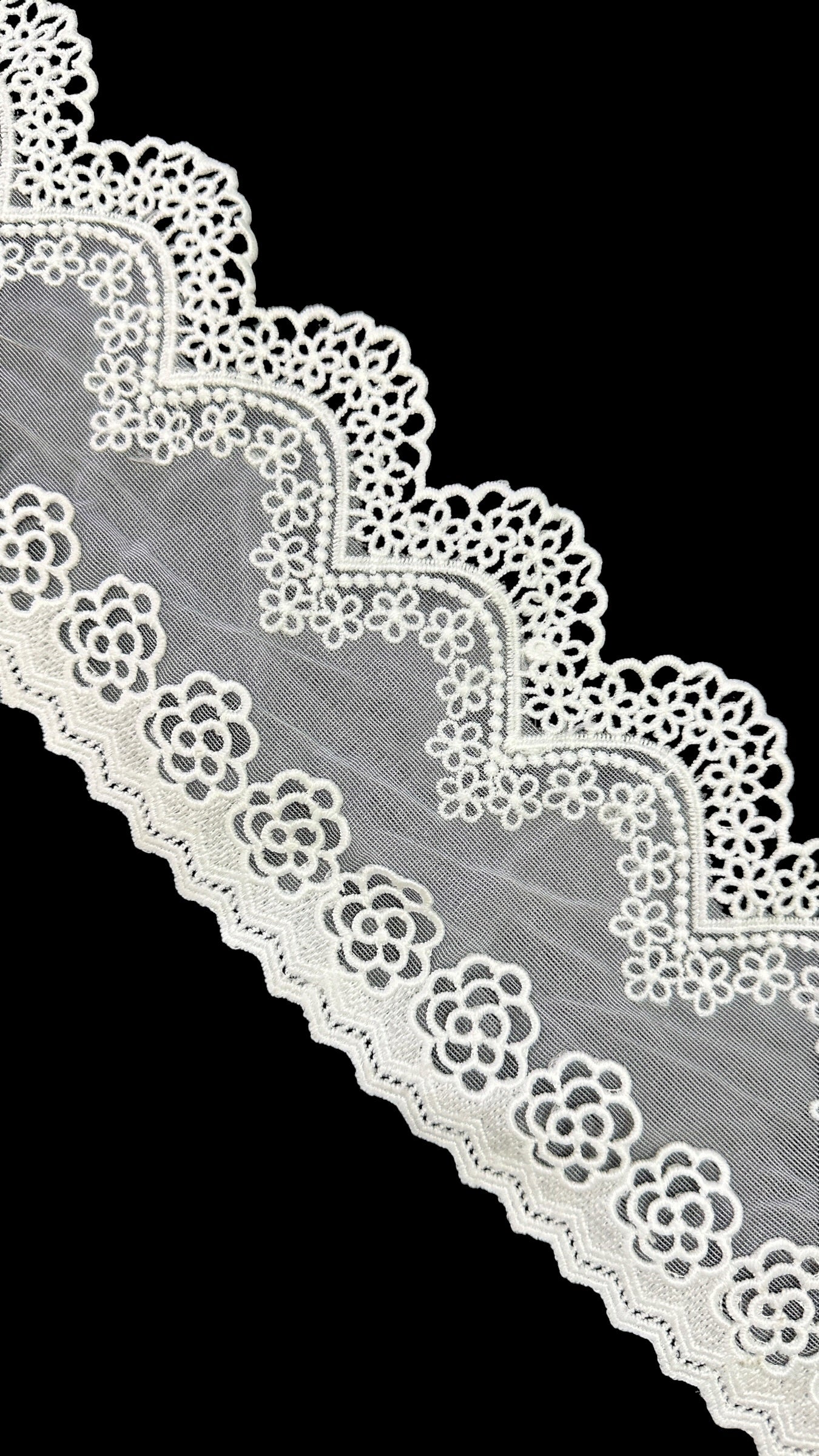 🌿Designer Milky Net Border Lace – Elegant Floral Pattern ( L519 )