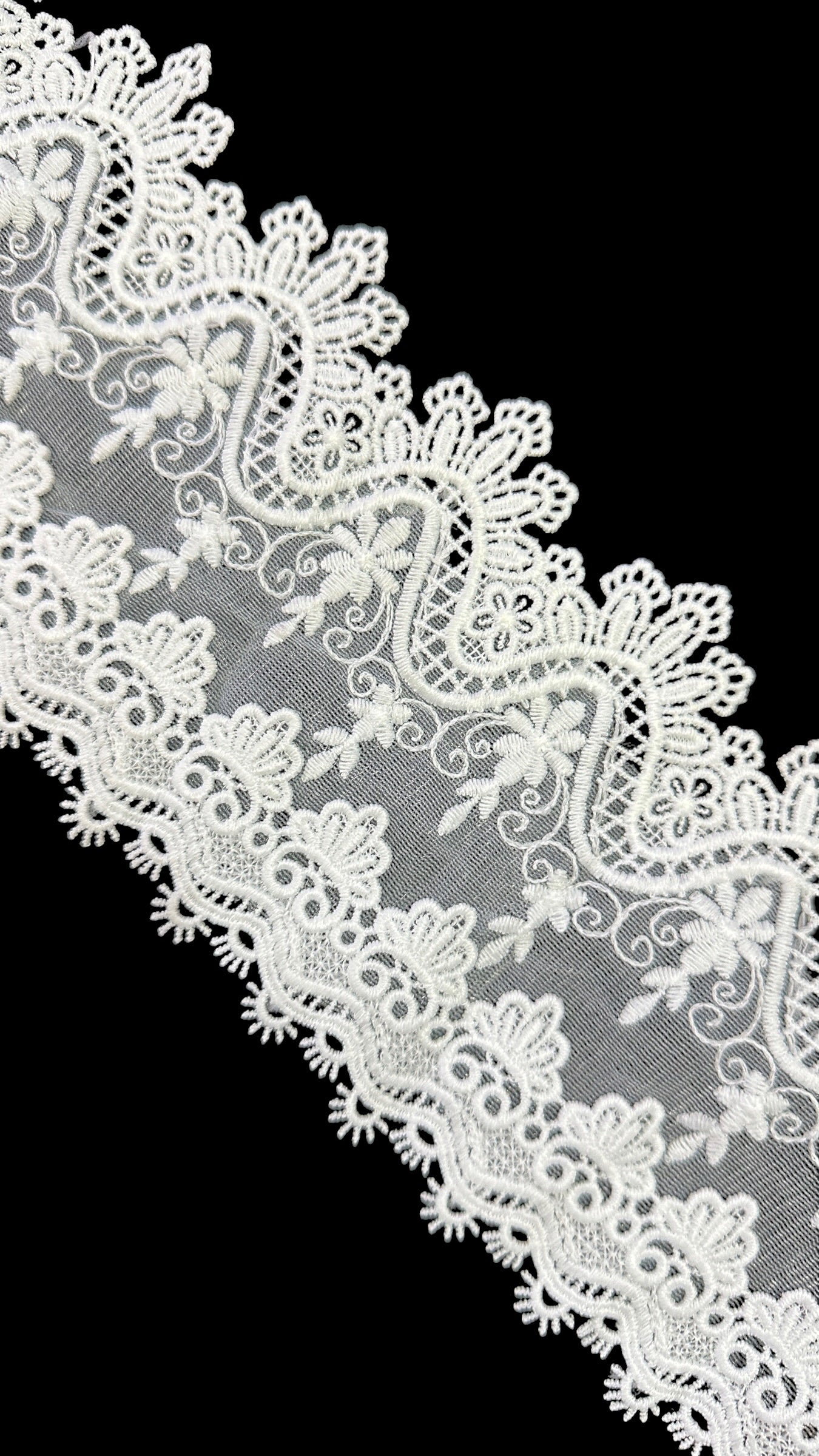 🌿Designer Milky Net Border Lace – Elegant Floral Pattern ( L521 )