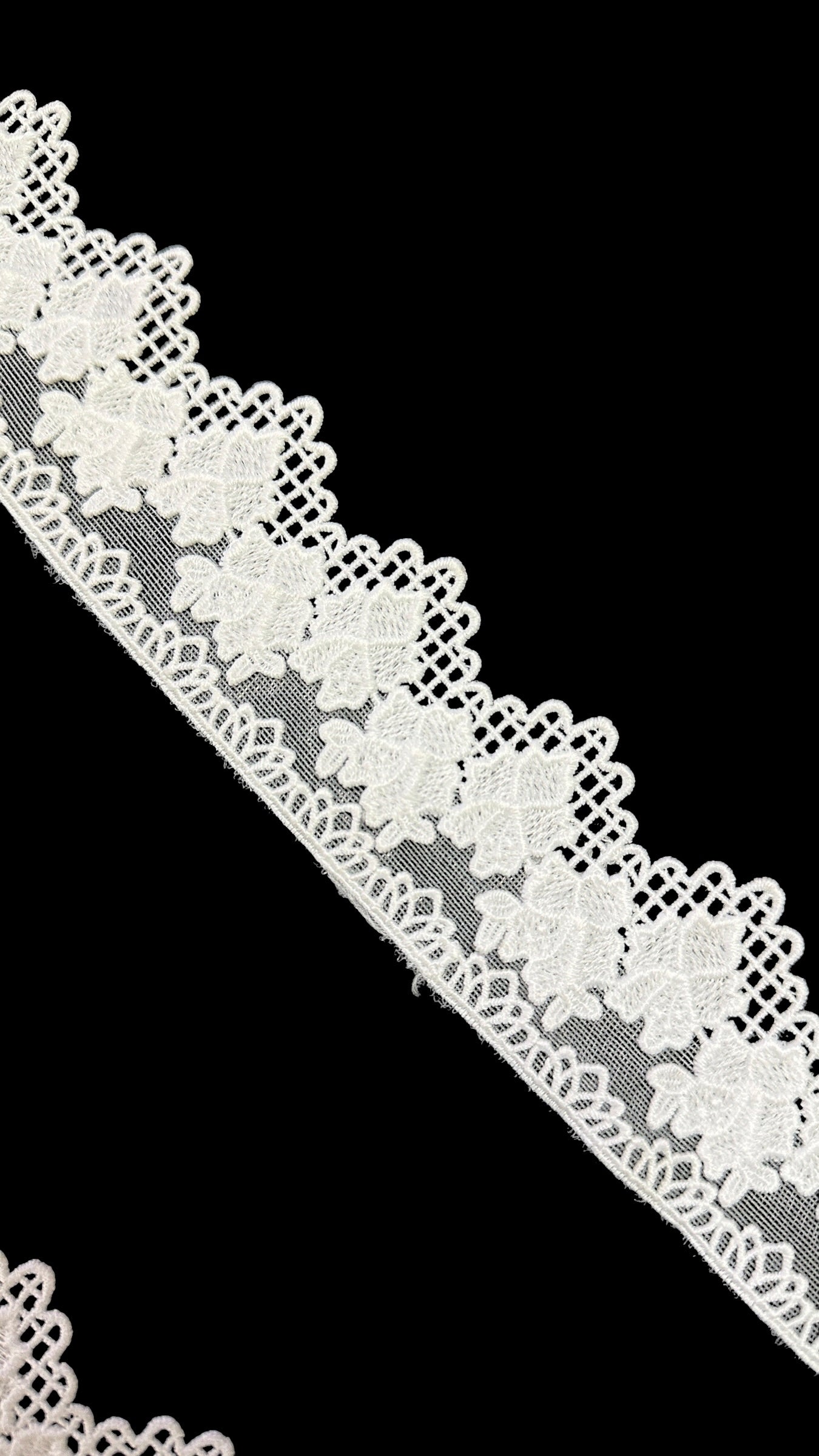 🌿Designer Milky Net Border Lace – Elegant Floral Pattern ( L522 )