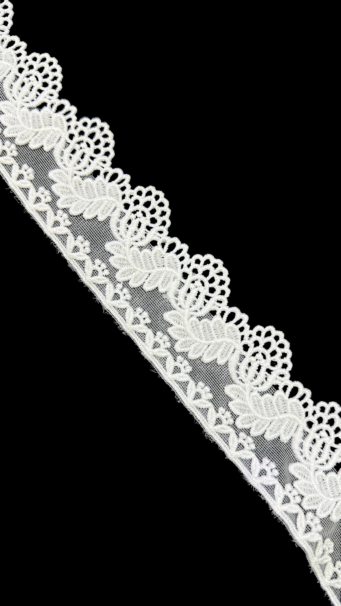 🌿Designer Milky Net Border Lace – Elegant Floral Pattern ( L523 )