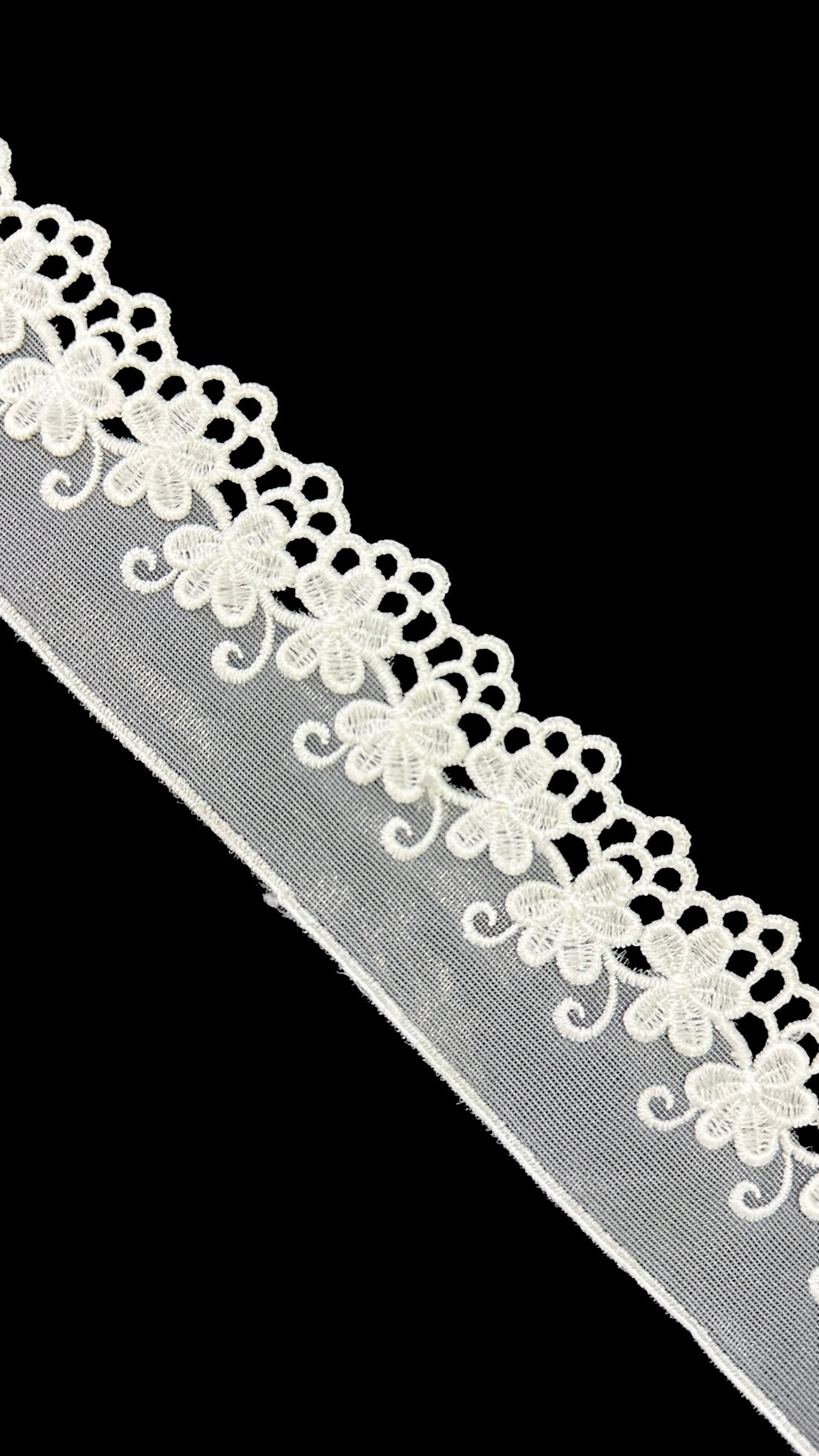 🌿Designer Milky Net Border Lace – Elegant Floral Pattern ( L524 )