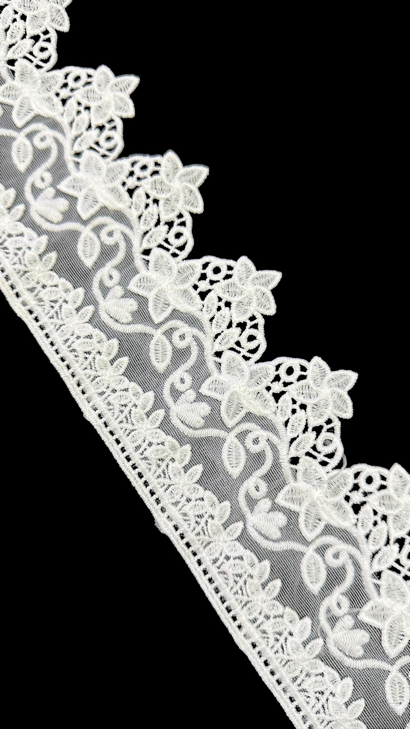 🌿Designer Milky Net Border Lace – Elegant Floral Pattern ( L526 )