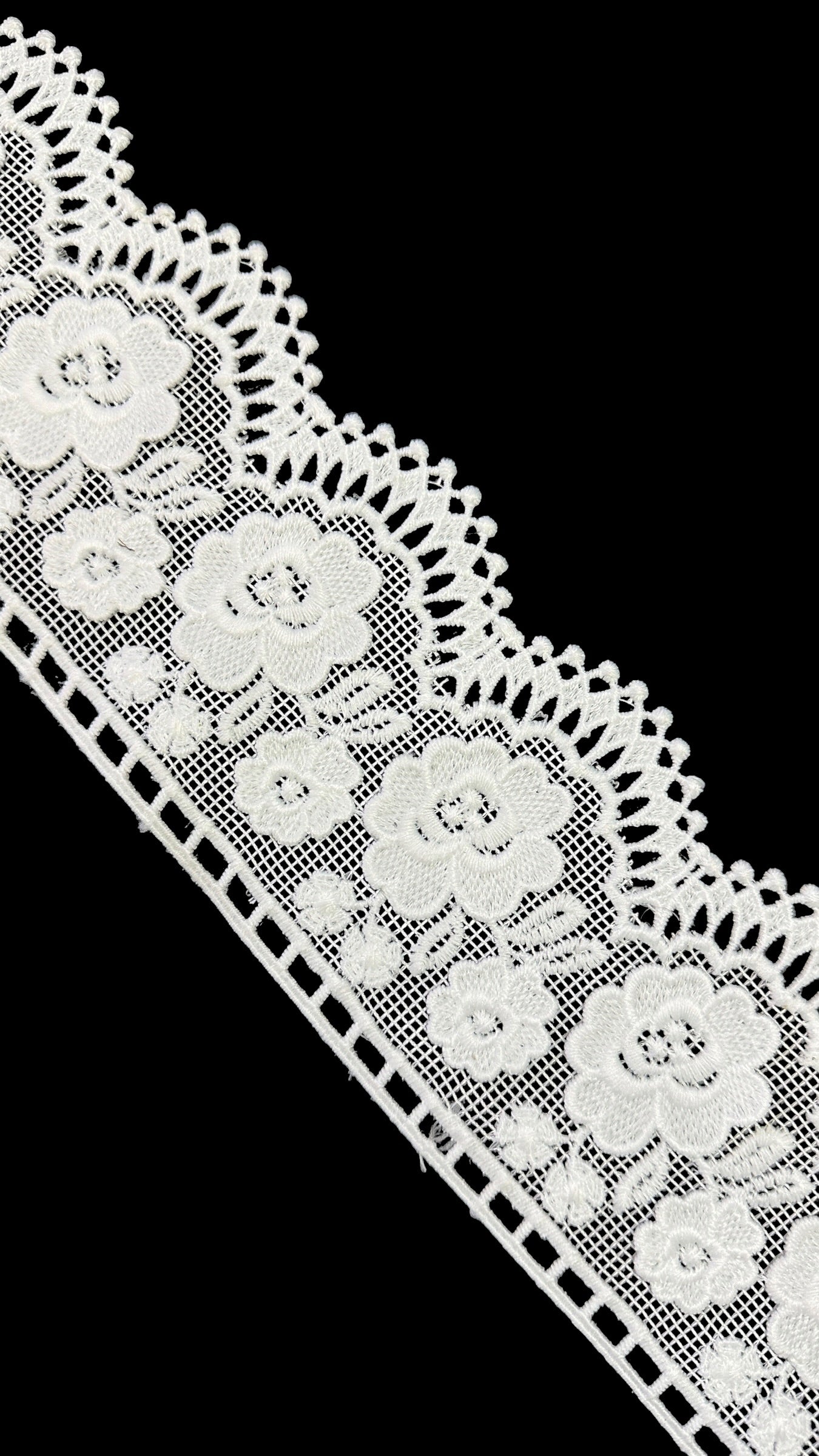 🌿Designer Milky Net Border Lace – Elegant Floral Pattern ( L528 )
