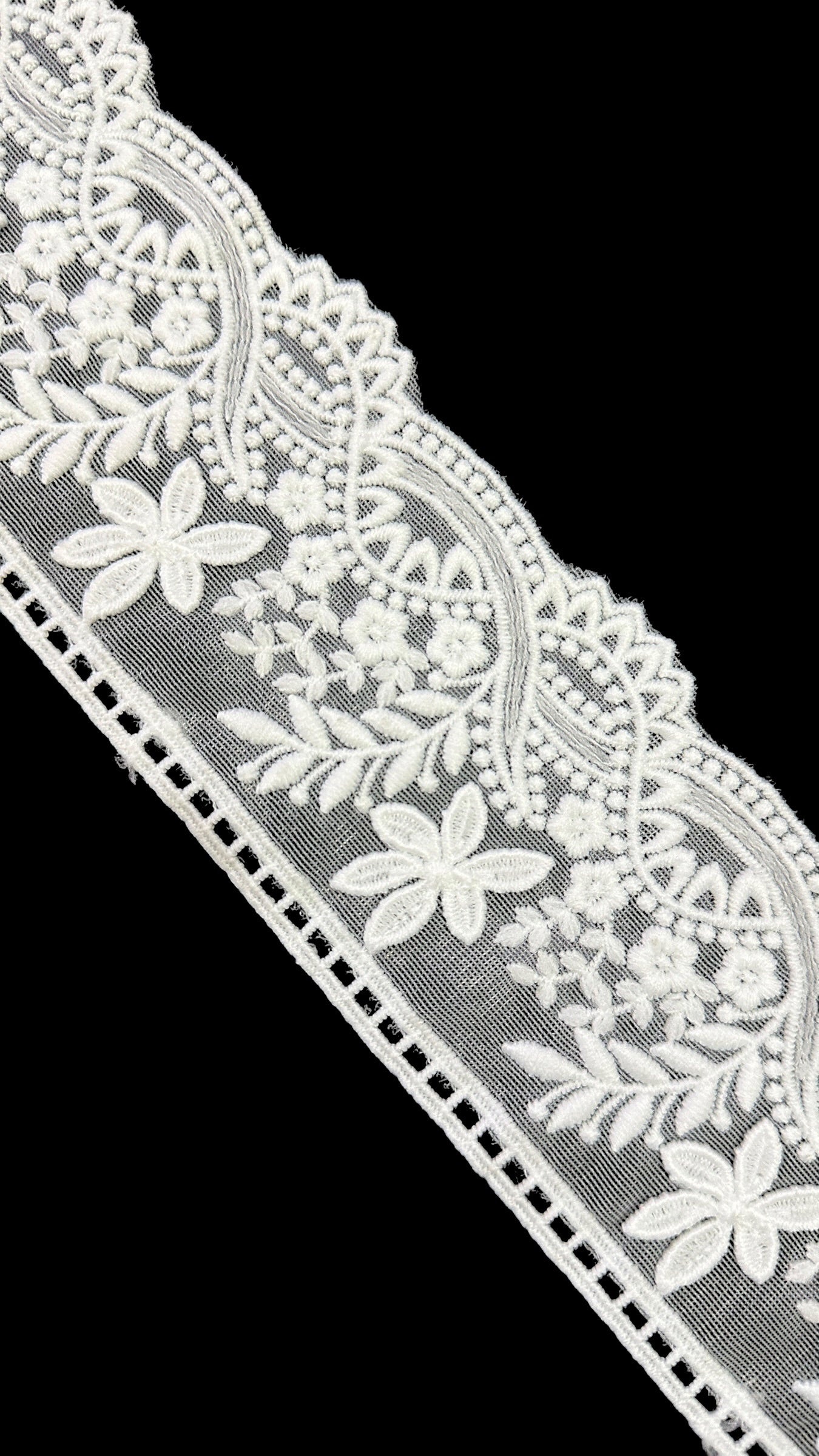 🌿Designer Milky Net Border Lace – Elegant Floral Pattern ( L532 )