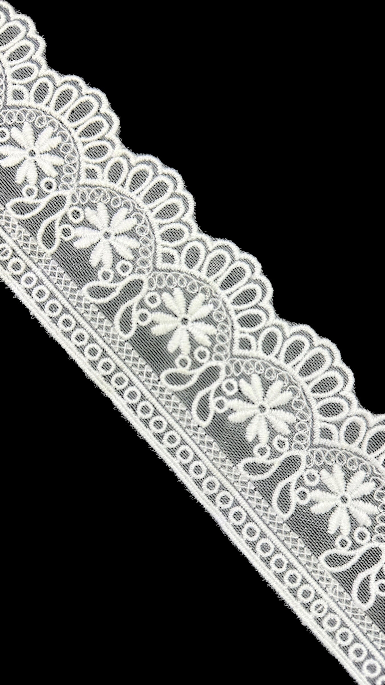 🌿Designer Milky Net Border Lace – Elegant Floral Pattern ( L533 )