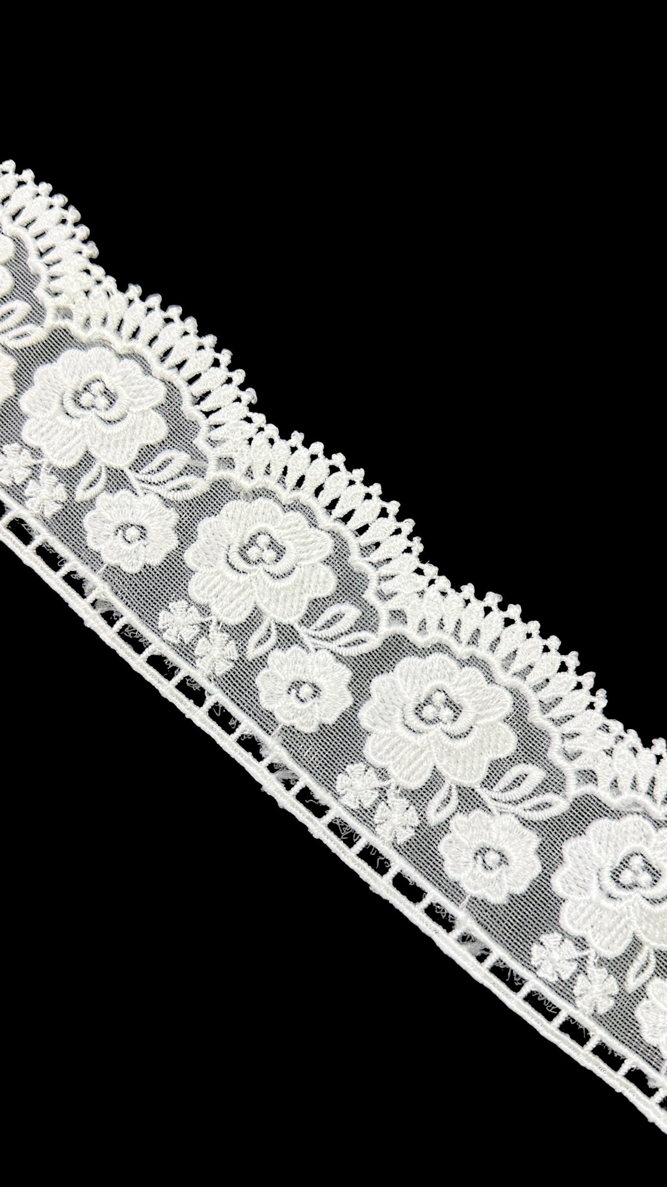 🌿Designer Milky Net Border Lace – Elegant Floral Pattern ( L534 )