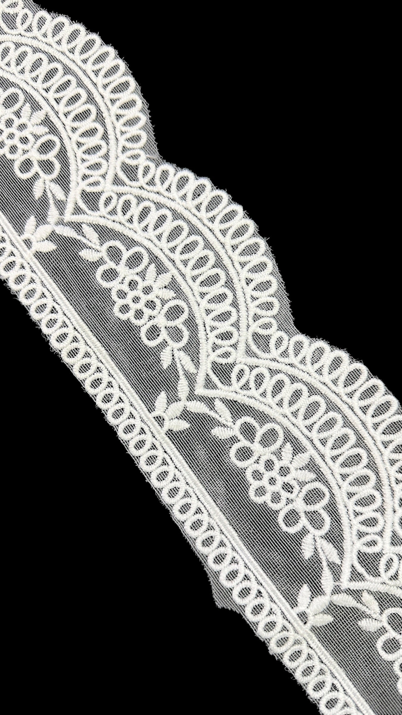 🌿Designer Milky Net Border Lace – Elegant Floral Pattern ( L535 )