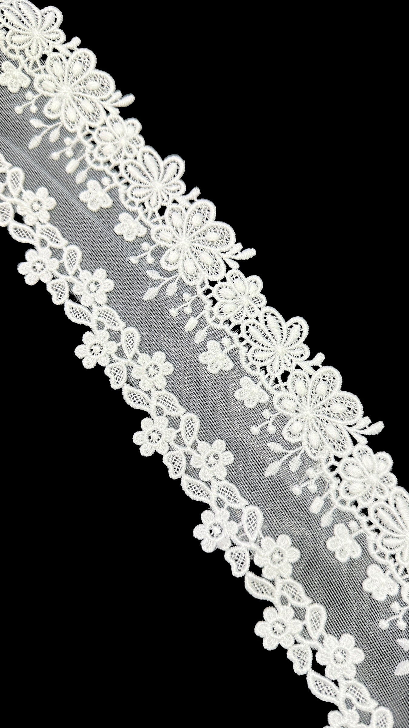 🌿Designer Milky Net Border Lace – Elegant Floral Pattern ( L536 )