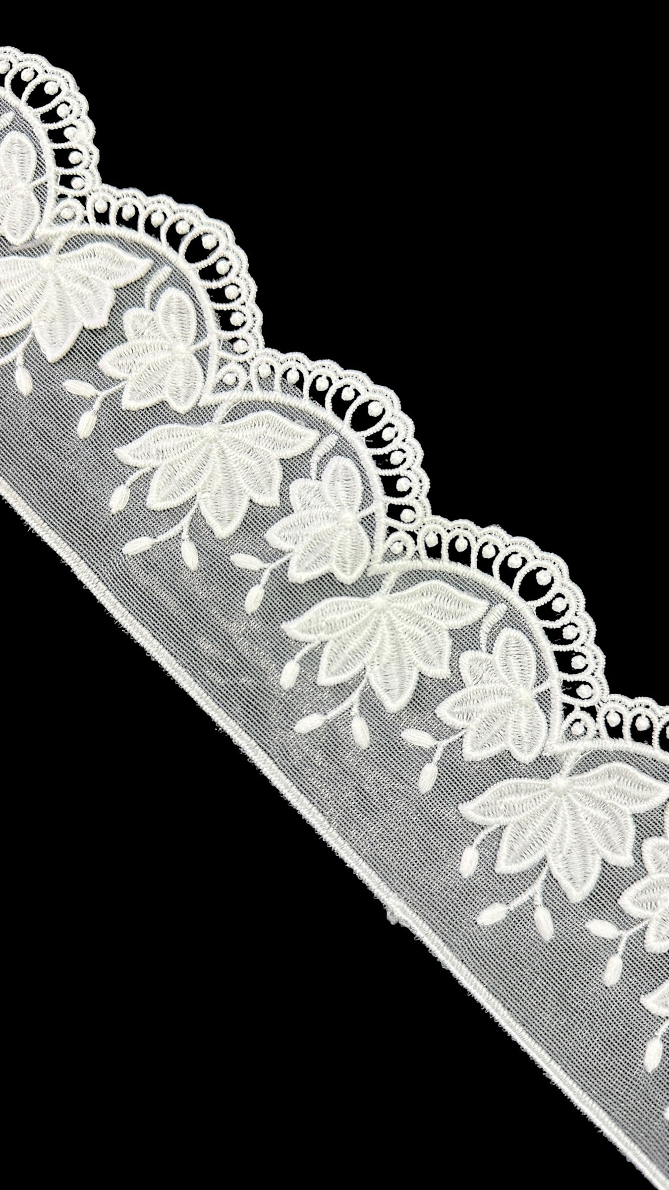 🌿Designer Milky Net Border Lace – Elegant Floral Pattern ( L537 )