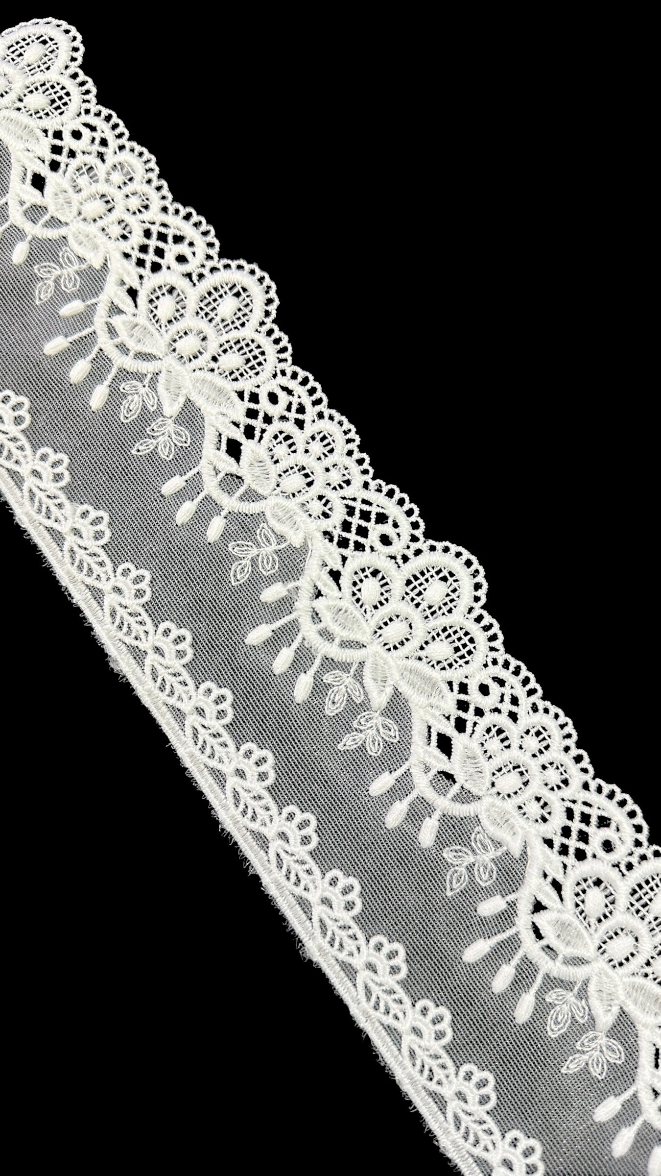 🌿Designer Milky Net Border Lace – Elegant Floral Pattern ( L538 )