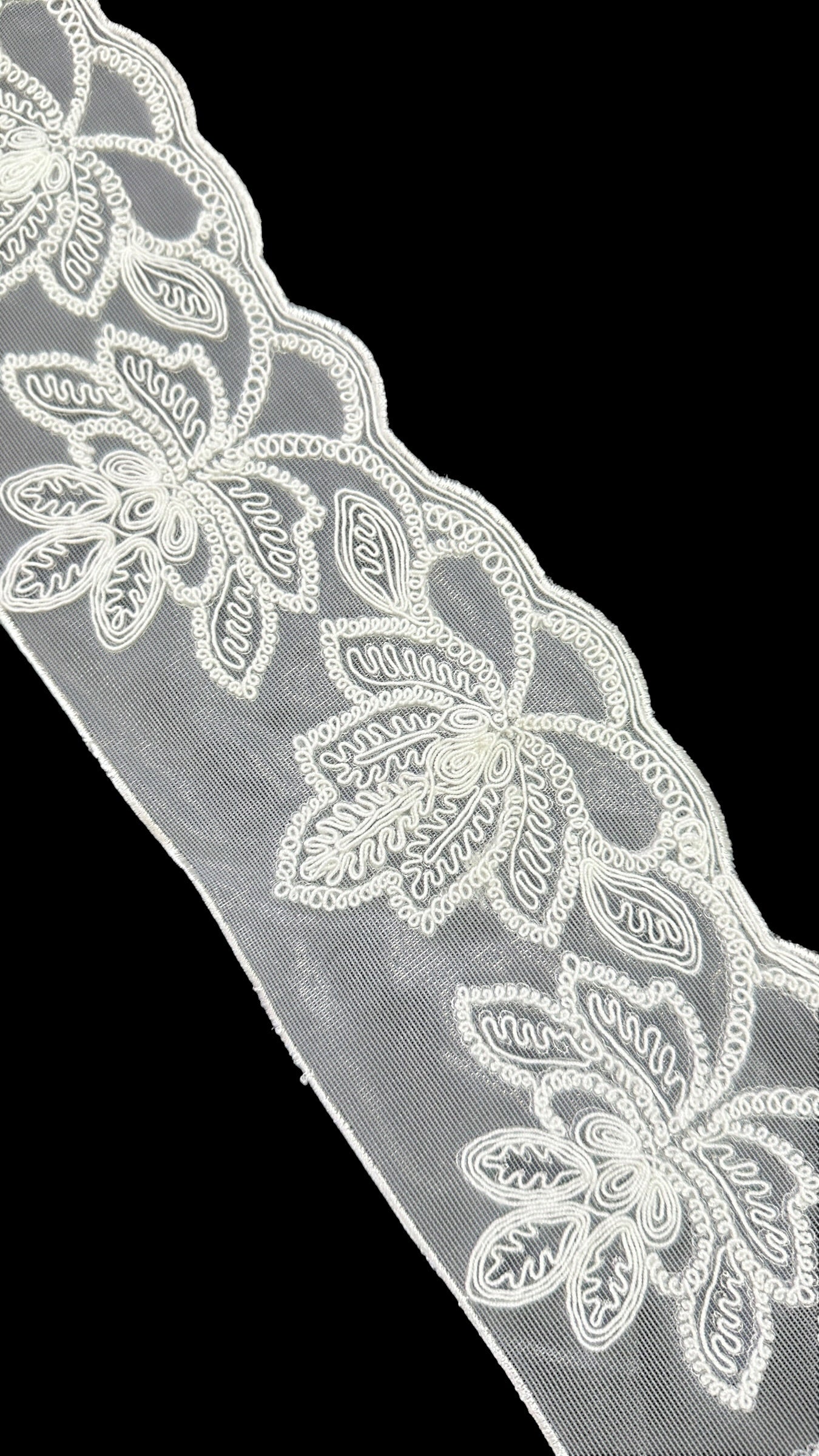 🌿Designer Milky Net Border Lace – Elegant Floral Pattern ( L539 )