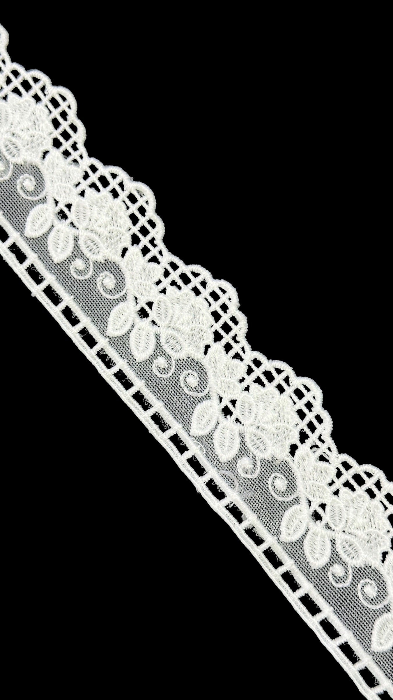🌿Designer Milky Net Border Lace – Elegant Floral Pattern ( L540 )