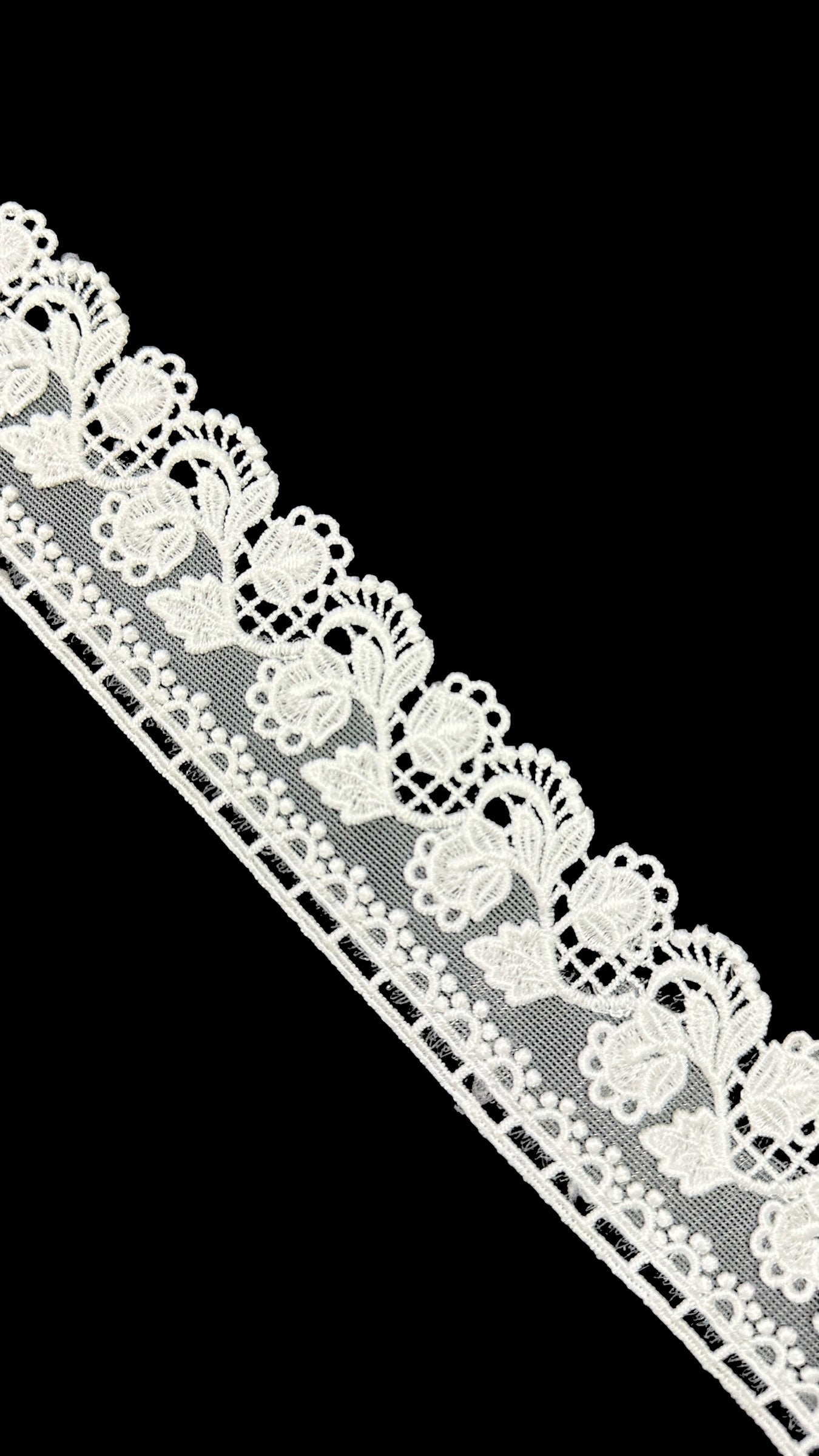 🌿Designer Milky Net Border Lace – Elegant Floral Pattern ( L541 )