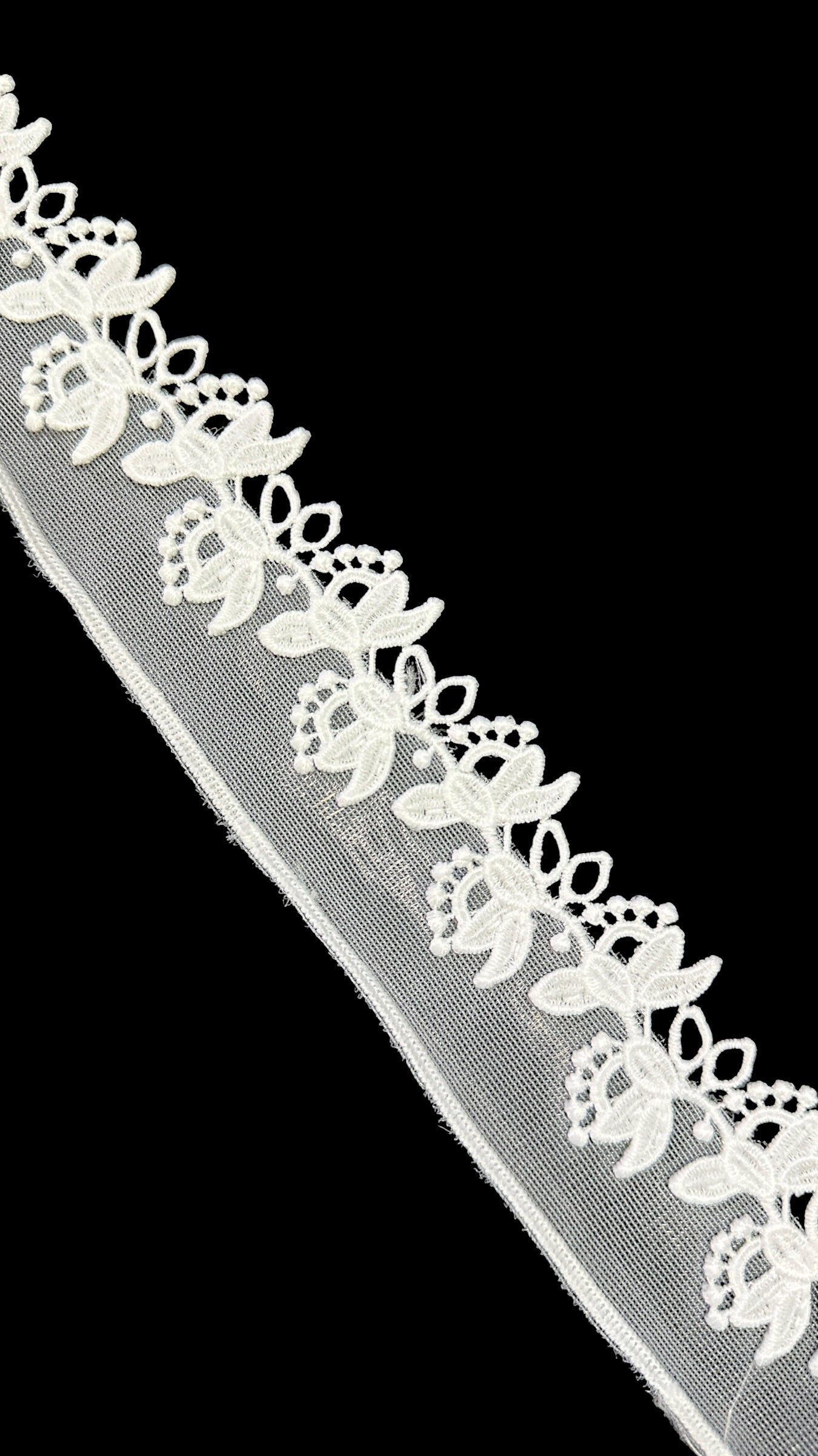 🌿Designer Milky Net Border Lace – Elegant Floral Pattern ( L542 )