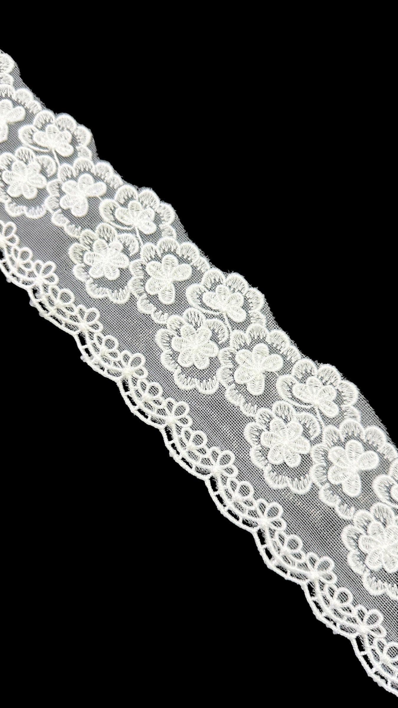🌿Designer Milky Net Border Lace – Elegant Floral Pattern ( L543 )