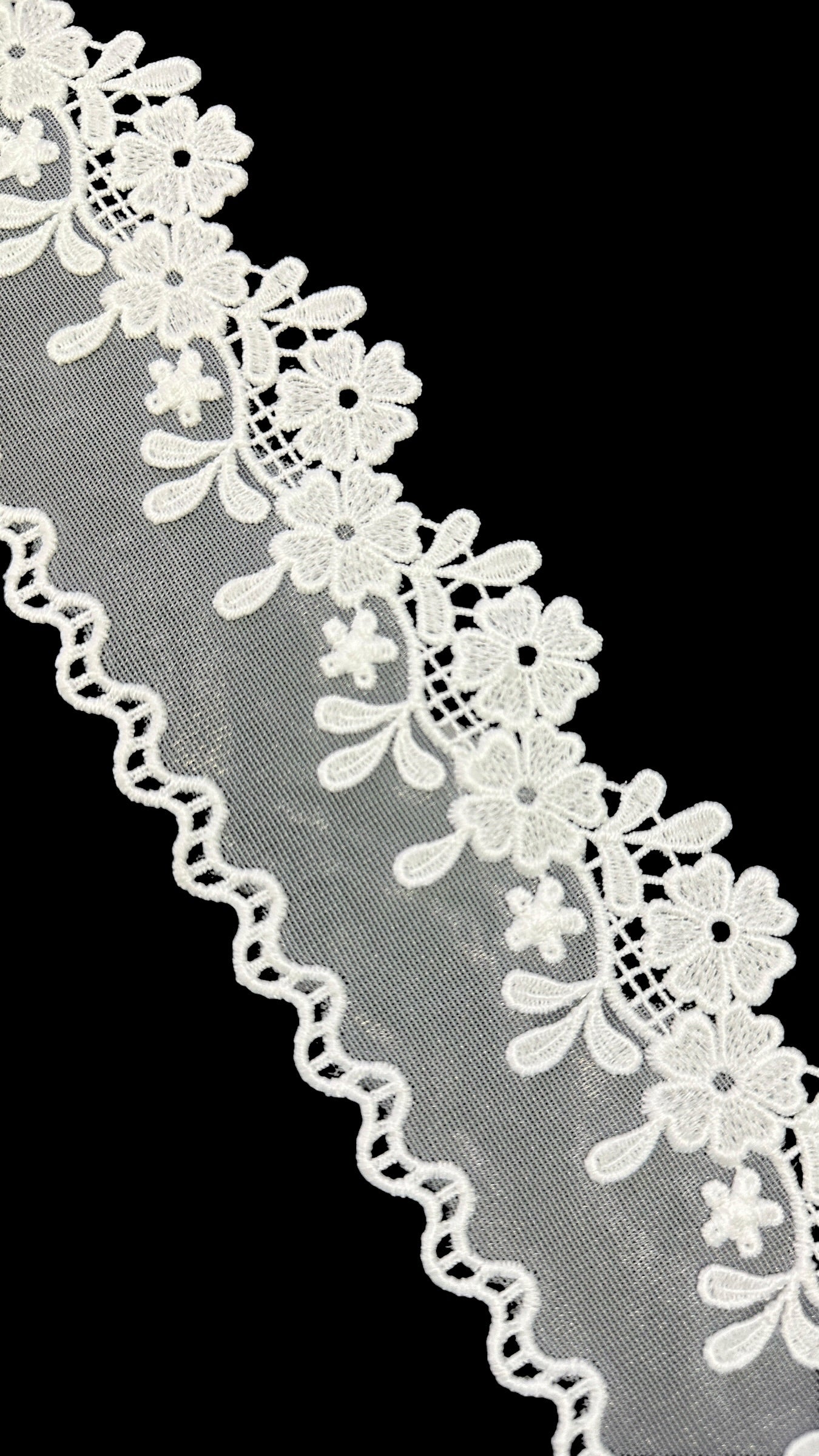 🌿Designer Milky Net Border Lace – Elegant Floral Pattern ( L544 )