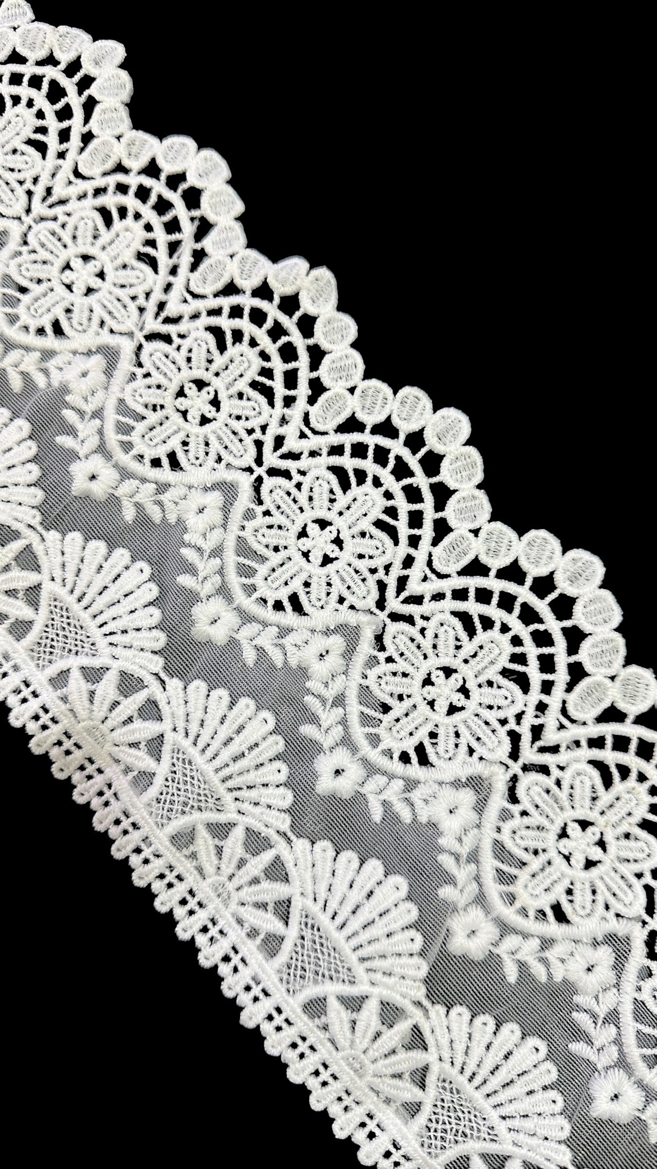 🌿Designer Milky Net Border Lace – Elegant Floral Pattern ( L546 )