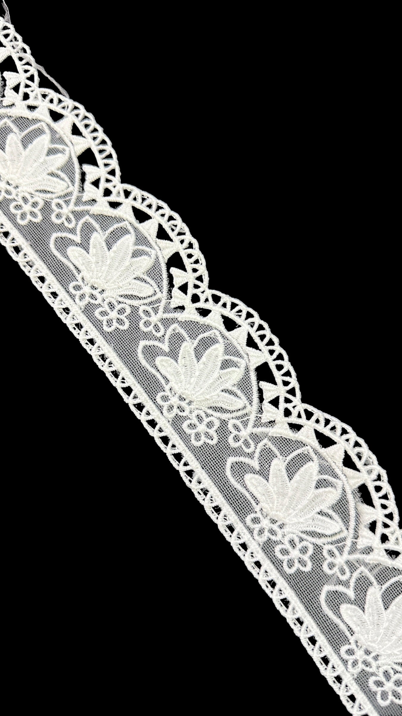 🌿Designer Milky Net Border Lace – Elegant Floral Pattern ( L547 )
