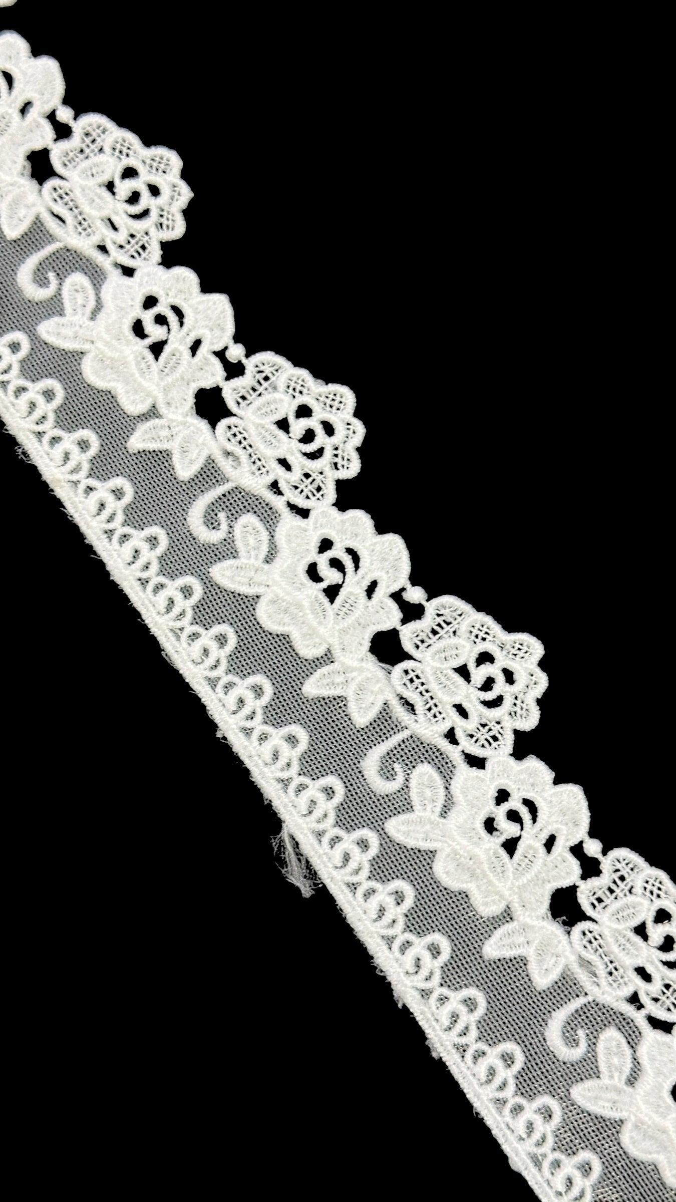 🌿Designer Milky Net Border Lace – Elegant Floral Pattern ( L548 )