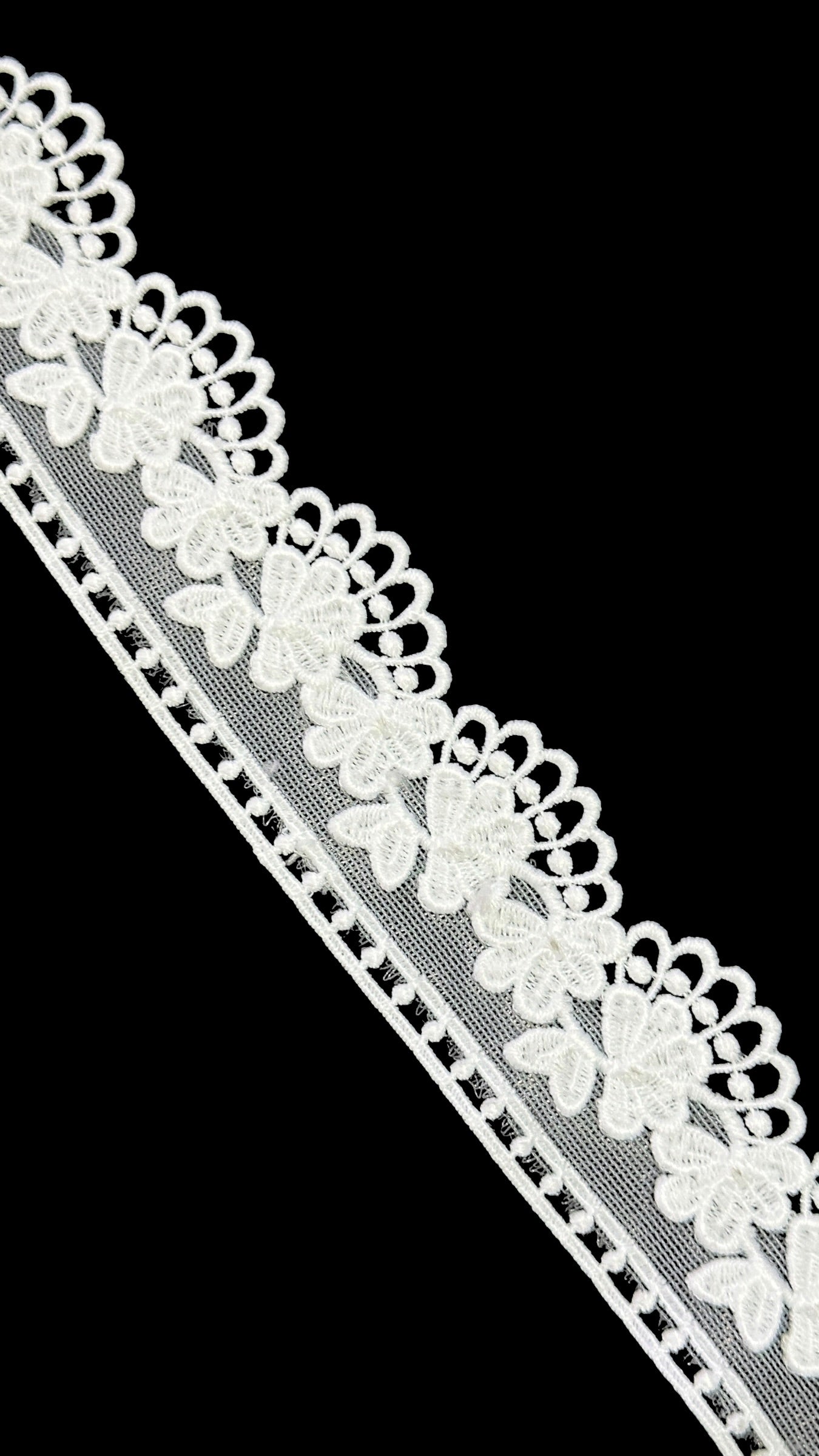 🌿Designer Milky Net Border Lace – Elegant Floral Pattern ( L550 )