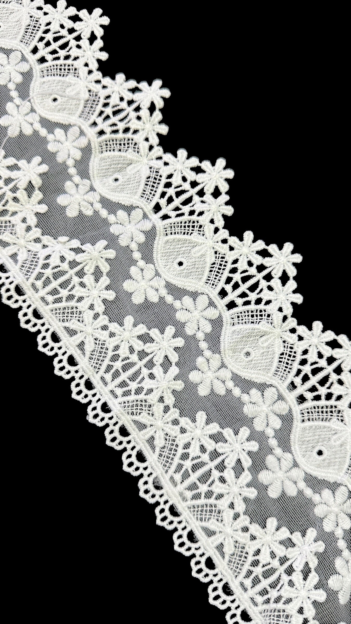🌿Designer Milky Net Border Lace – Elegant Floral Pattern ( L552 )