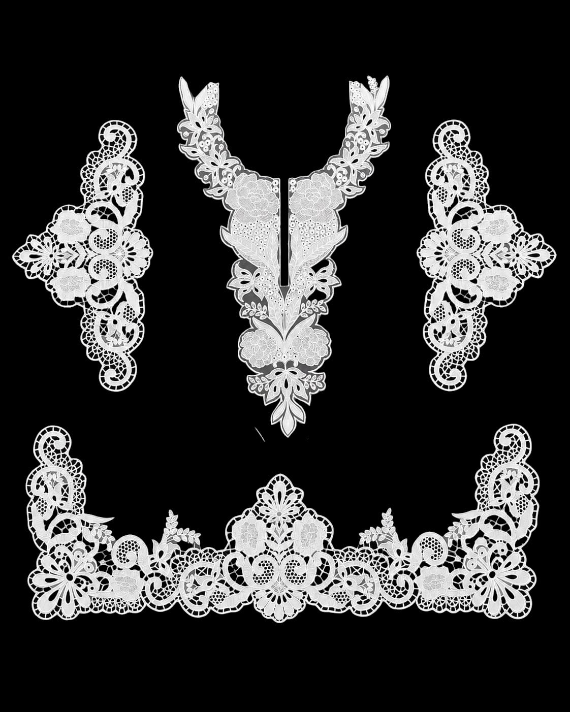 🎀 3D Designer Neckline & Daman Patch & 2 corners  - ( N008 )