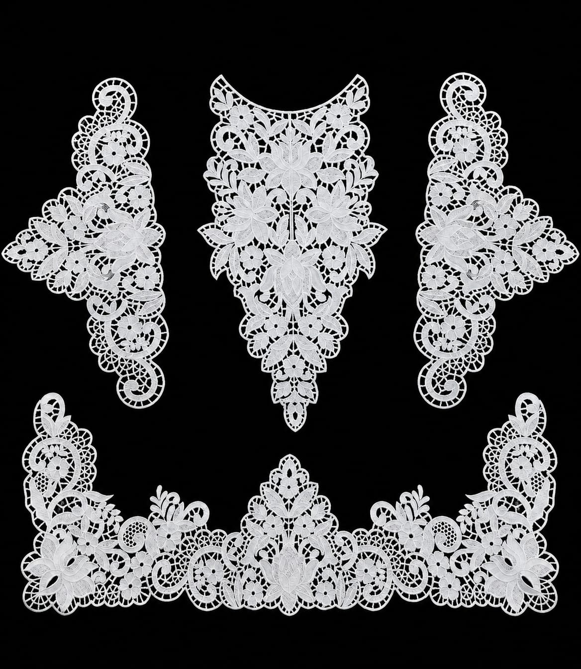 🎀 3D Designer Neckline 2 corners & Daman Patch  - ( N002 )