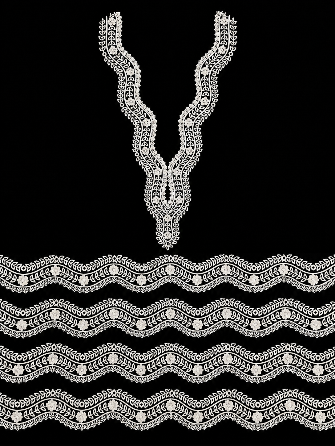 🎀 3D Designer Neckline & Daman patch    - ( N005 )