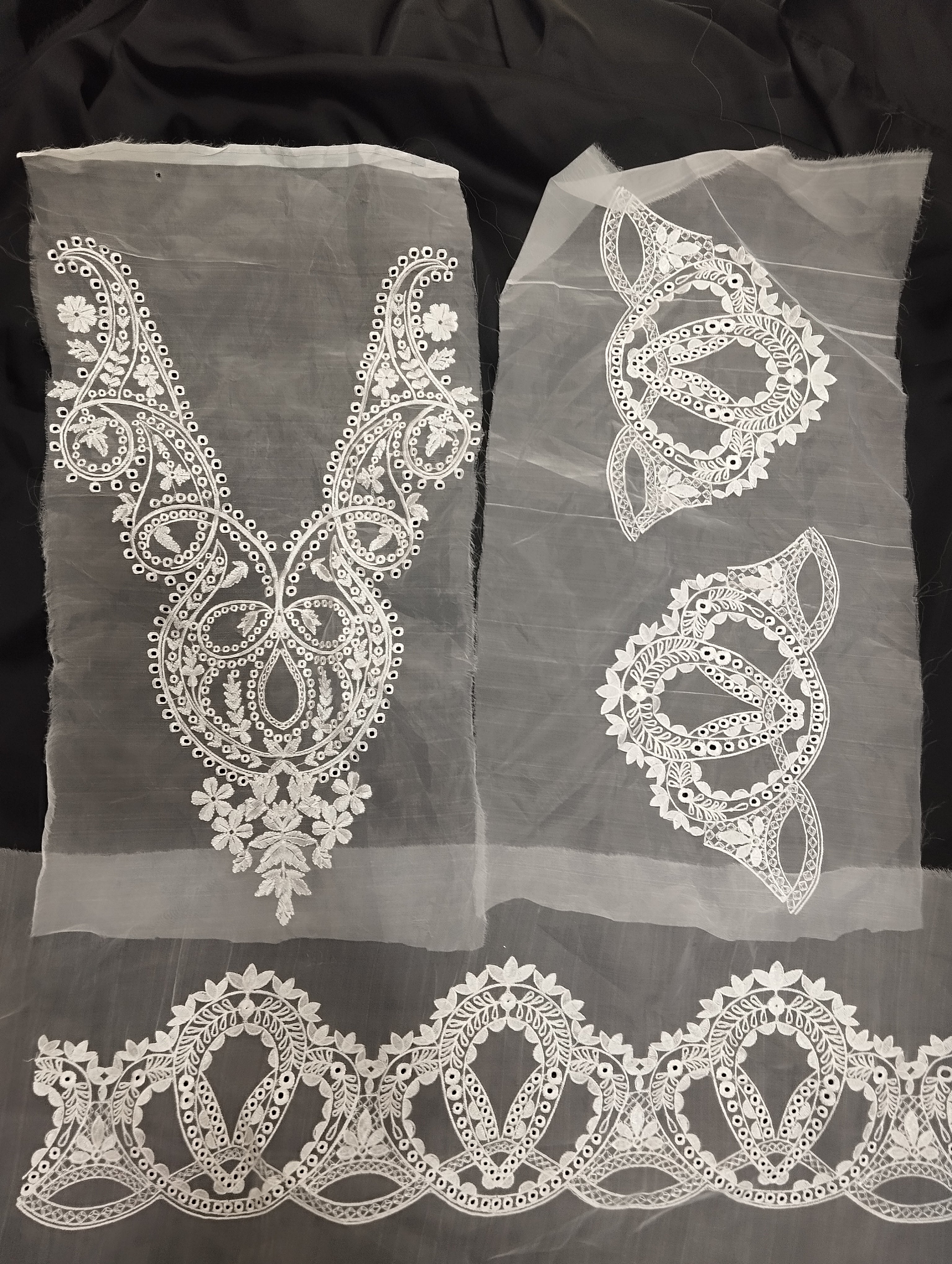 🎀 3D Designer Neckline , 2 corners & Daman patch   - ( N013 )