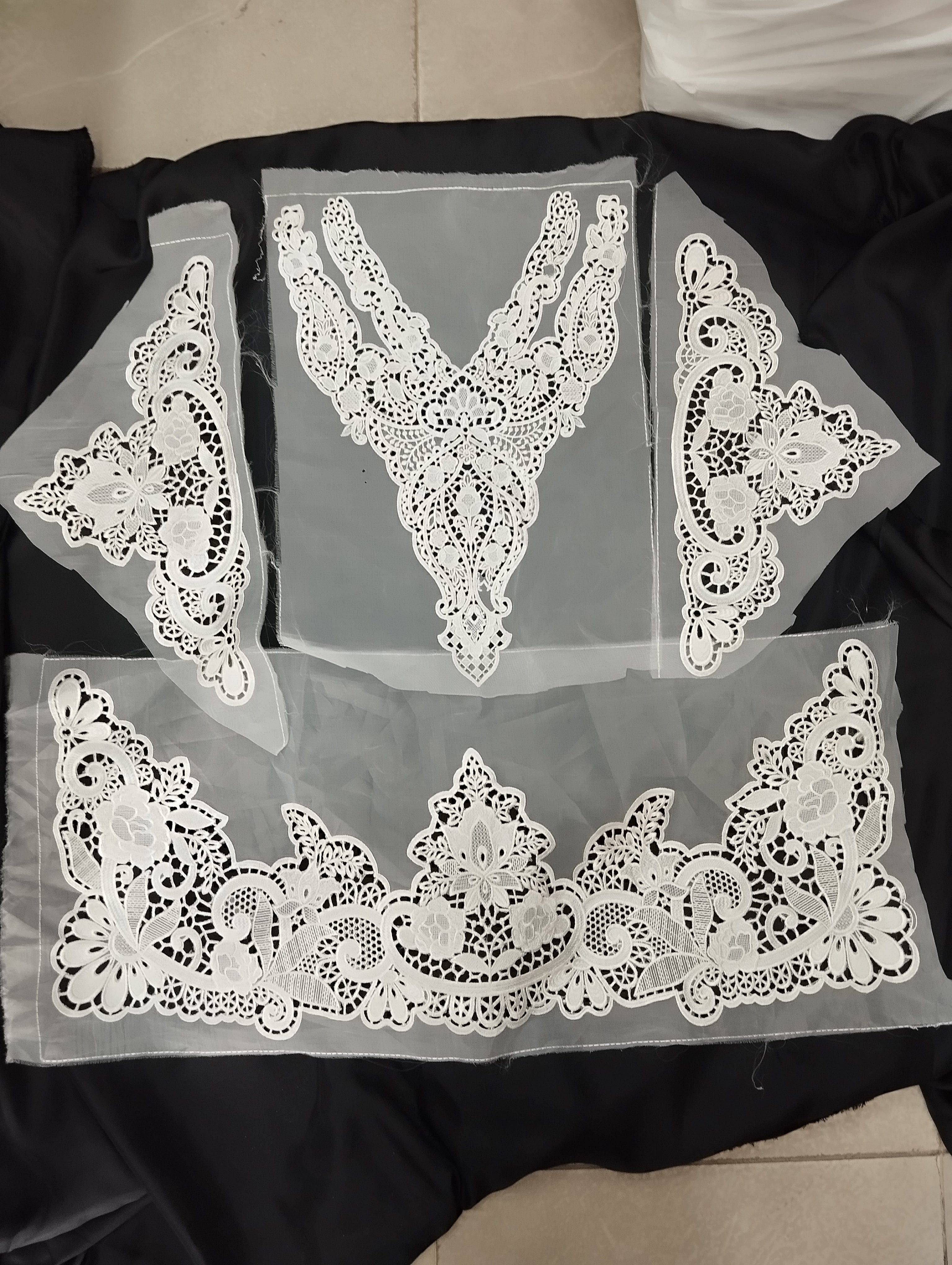🎀 3D Designer Neckline Daman & 2 corners  - ( N012 )