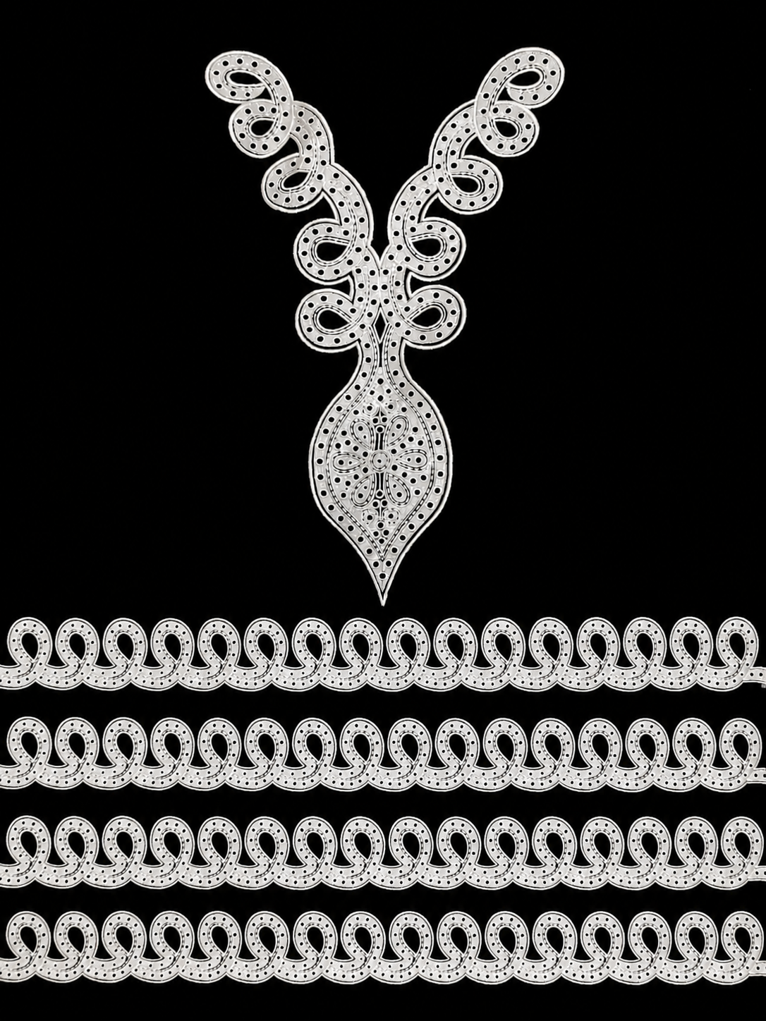 🎀 3D Designer Neckline & Daman Patch  - ( N002 )